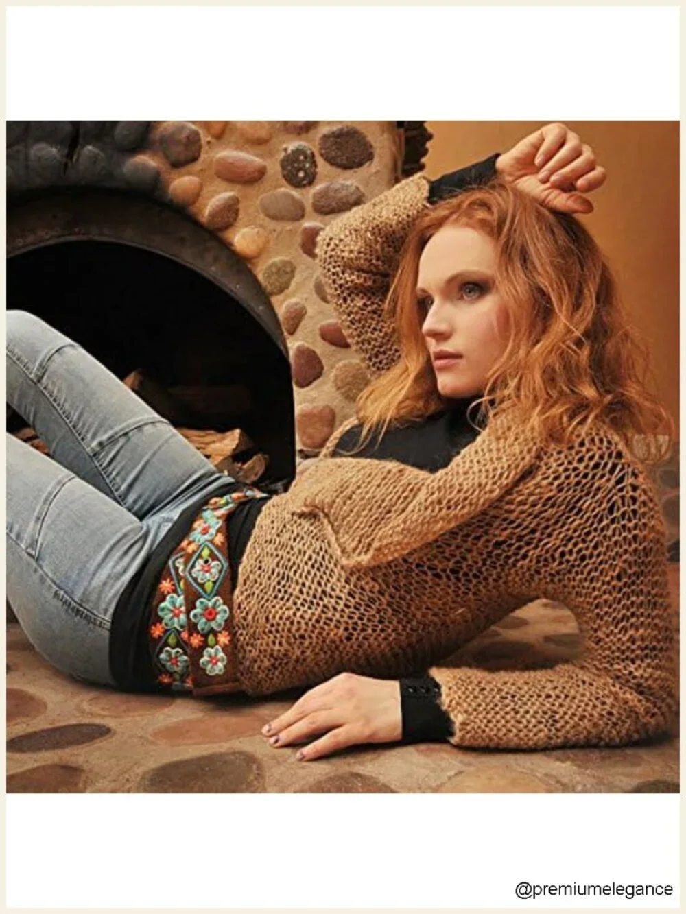 Women's Handmade Floral Embroidered Belt Wool Mexican Style